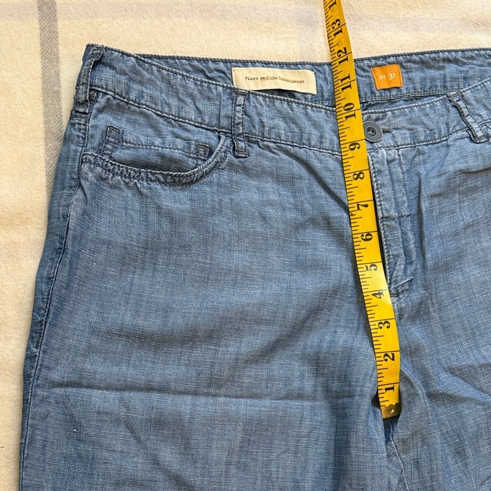 Pilcro Blue Tencel Linen Wide Leg Chambray Pants - Picture 12 of 14